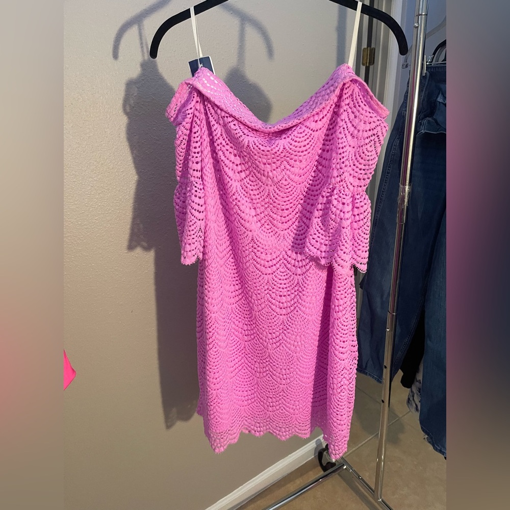 Lilly Pulitzer Pink Off-Shoulder Eyelet Lace Dress - Picture 5 of 11